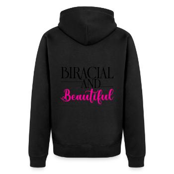 Biracial And Beautiful 2 - Unisex Premium Organic Zip Hoodie - black - Back - Nico (187cm)