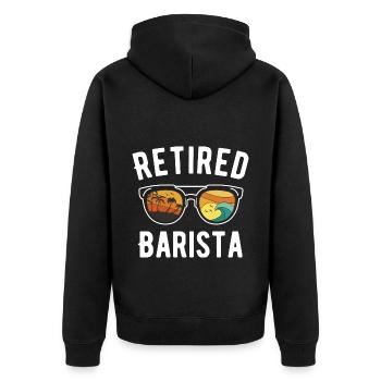 Beachy Retirement Vibes for coffee enthusiasts - Unisex Premium Organic Zip Hoodie - black - Back - Nico (187cm)