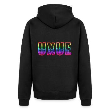 UXUE RS Rainbow - Unisex Premium Organic Zip Hoodie - black - Back - Nico (187cm)