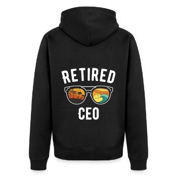 Retirement CEO Beach Sunglasses Design - Unisex Premium Bio Zip Hoodie - Schwarz - Hinten - Nico (187cm)