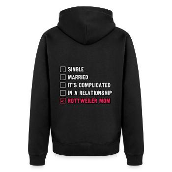 Single married it's complicated Rottweiler - Unisex Premium Organic Zip Hoodie - black - Back - Nico (187cm)