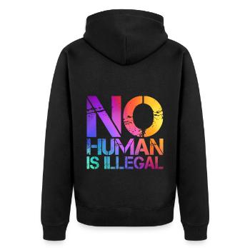 No man is an illegal immigration lover - Unisex Premium Organic Zip Hoodie - black - Back - Nico (187cm)