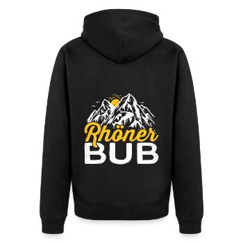Rhöner Bub - Region Rhön Gebirge - Unisex Premium Bio Zip Hoodie - Schwarz - Hinten - Nico (187cm)