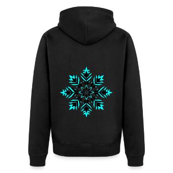 Schneeflocke Icon Winter - Unisex Premium Bio Zip Hoodie - Schwarz - Hinten - Nico (187cm)