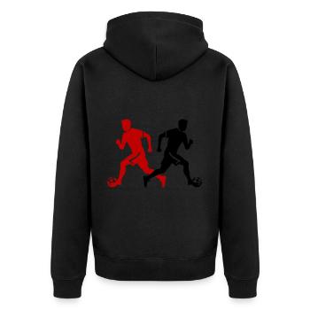 Fussballer Silhouette Fussball Spieler Mann - Unisex Premium Bio Zip Hoodie - Schwarz - Hinten - Nico (187cm)