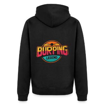 Burping Legend 10 - Unisex Premium Organic Zip Hoodie - black - Back - Nico (187cm)