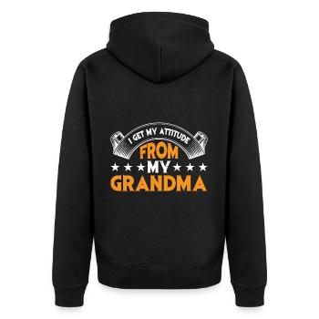 I Get My Attitude From My Grandma 3 - Unisex Premium Organic Zip Hoodie - black - Back - Nico (187cm)