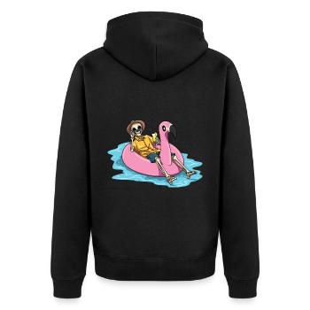 Strand Pool Flamingo Cocktail Baden - Unisex Premium Bio Zip Hoodie - Schwarz - Hinten - Nico (187cm)