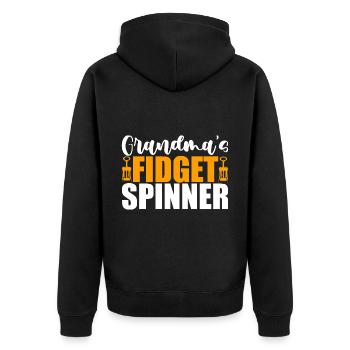 Grandma's Fidget Spinner 4 - Unisex Premium Organic Zip Hoodie - black - Back - Nico (187cm)