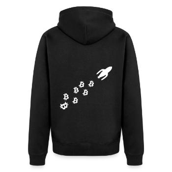The Coin Rocket - Unisex Premium Organic Zip Hoodie - black - Back - Nico (187cm)