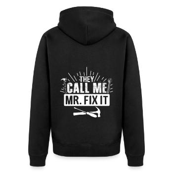 Husband man Mr fix it, he can fix everything - Unisex Premium Organic Zip Hoodie - black - Back - Nico (187cm)