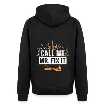 Husband man Mr fix it, he can fix everything - Unisex Premium Organic Zip Hoodie - black - Back - Nico (187cm)
