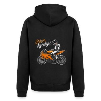 Moto Lifestyle / Moto / Moto motard - Veste à capuche bio Premium Unisexe - noir - Dos - Nico (187cm)