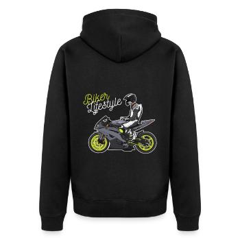 Moto Lifestyle / Moto / Moto motard - Veste à capuche bio Premium Unisexe - noir - Dos - Nico (187cm)