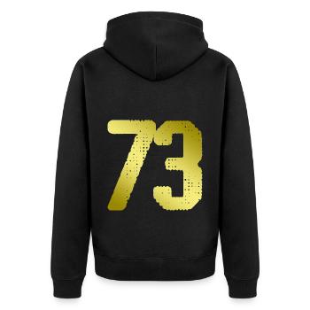 73 Maillot numéro - Veste à capuche bio Premium Unisexe - noir - Dos - Nico (187cm)