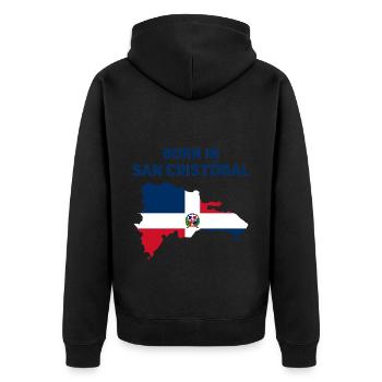 San Cristobal - Unisex Premium Organic Zip Hoodie - black - Back - Nico (187cm)