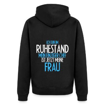 Ich Bin Im Ruhestand Mein Einziger Chef Ist Jetzt - Unisex Premium Bio Zip Hoodie - Schwarz - Hinten - Nico (187cm)