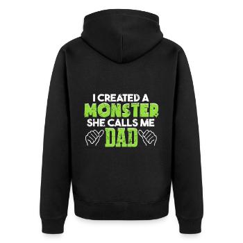 Lustige Tochter Papa Vatertag - Unisex Premium Bio Zip Hoodie - Schwarz - Hinten - Nico (187cm)