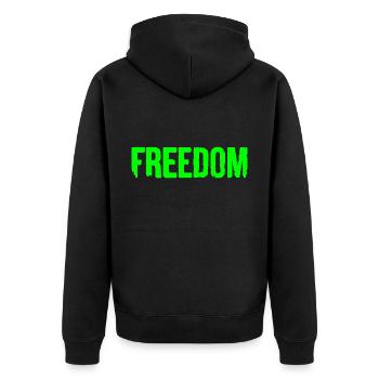 Freedom - Unisex Premium Bio Zip Hoodie - Schwarz - Hinten - Nico (187cm)