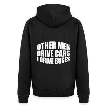 Other Men Drive Cars I Drive Buses 4 - Unisex Premium Organic Zip Hoodie - black - Back - Nico (187cm)
