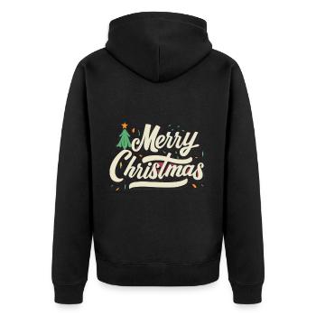 « Joyeux Noël » Noël à porter - Veste à capuche bio Premium Unisexe - noir - Dos - Nico (187cm)