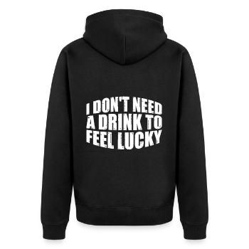 Je n’ai pas besoin d’un verre pour me sentir chanceux 4 - Veste à capuche bio Premium Unisexe - noir - Dos - Nico (187cm)