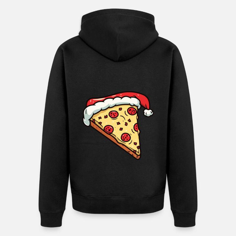Pizza Weihnachten Comic - Unisex Premium Bio Zip Hoodie - Schwarz