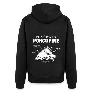 Anatomie Des Stachelschweins Naturliebhaber Stich - Unisex Premium Bio Zip Hoodie - Schwarz - Hinten - Nico (187cm)