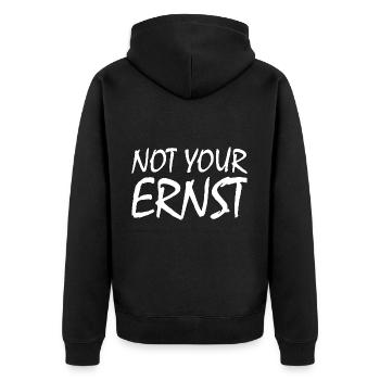 Not your ernst - Unisex Premium Bio Zip Hoodie - Schwarz - Hinten - Nico (187cm)
