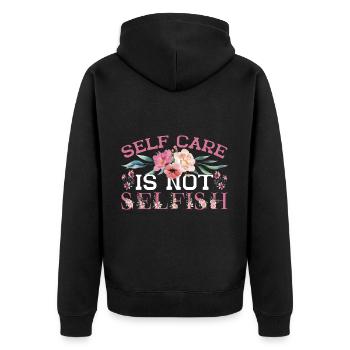 Prendre soin de soi n’est pas égoïste 5 - Veste à capuche bio Premium Unisexe - noir - Dos - Nico (187cm)