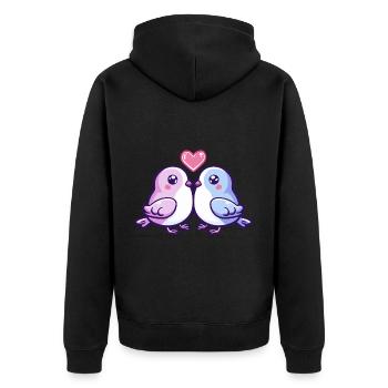 Taube Paar Verliebt Vogel Peace Valentinstag - Unisex Premium Bio Zip Hoodie - Schwarz - Hinten - Nico (187cm)