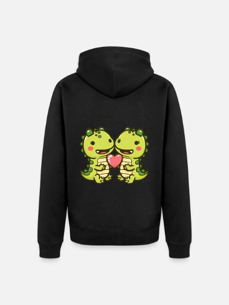 Alligator Couple Love Couple In Love - Unisex Premium Organic Zip Hoodie - black