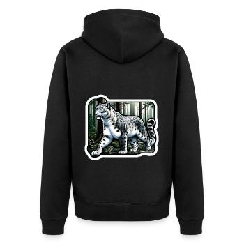 Schneeleopard Leopard Weißer Leopard - Unisex Premium Bio Zip Hoodie - Schwarz - Hinten - Nico (187cm)
