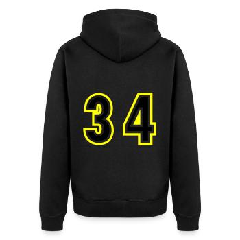 34 Number College - Unisex Premium Organic Zip Hoodie - black - Back - Nico (187cm)