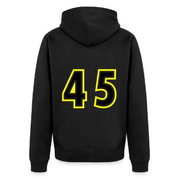 45 Number College - Unisex Premium Organic Zip Hoodie - black - Back - Nico (187cm)
