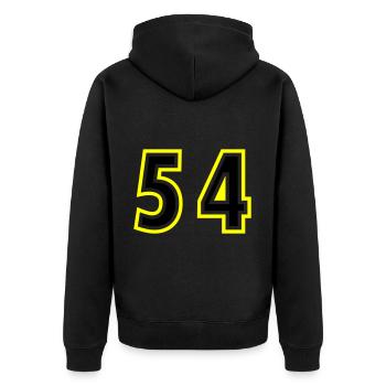 54 Number College - Unisex Premium Organic Zip Hoodie - black - Back - Nico (187cm)