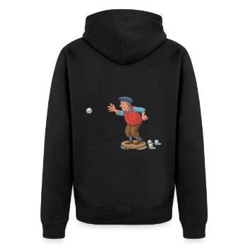 Franzose spielt Petanque für einen Petanque - Unisex Premium Bio Zip Hoodie - Schwarz - Hinten - Nico (187cm)