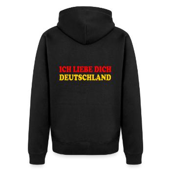 ich liebe dich deutschland - Unisex Premium Bio Zip Hoodie - Schwarz - Hinten - Nico (187cm)