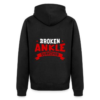 Broken Ankle Survivor 2 - Unisex Premium Bio Zip Hoodie - Schwarz - Hinten - Nico (187cm)