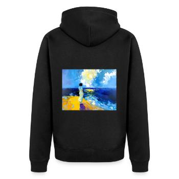Mom on the beach - Unisex Premium Organic Zip Hoodie - black - Back - Nico (187cm)
