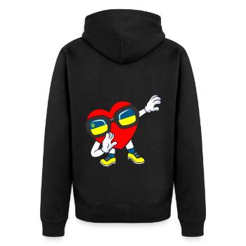 Ukraine Dabbing Herz - Unisex Premium Bio Zip Hoodie - Schwarz - Hinten - Nico (187cm)