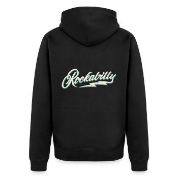 Rockabilly - 50s Retro - 1950er Jahre Rock n Roll - Unisex Premium Bio Zip Hoodie - Schwarz - Hinten - Nico (187cm)