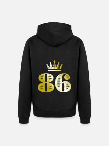 86 Number Crown Gold - Unisex Premium Organic Zip Hoodie - black