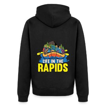 Rafting Wildwasser Kanu Kajak - Unisex Premium Bio Zip Hoodie - Schwarz - Hinten - Nico (187cm)