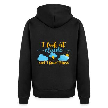 I Look At Clouds And I Know Things 2 - Unisex Premium Organic Zip Hoodie - black - Back - Nico (187cm)