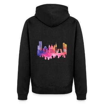 Madrid Espagne City Skyline Splash Vacances colorées - Veste à capuche bio Premium Unisexe - noir - Dos - Nico (187cm)