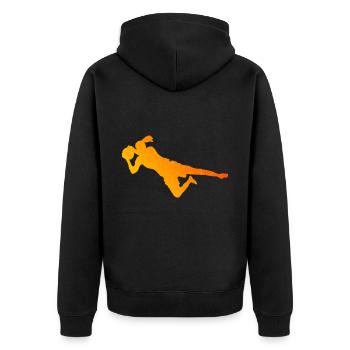 Fußballerin Fußballspieler Fußballer Fußball - Unisex Premium Bio Zip Hoodie - Schwarz - Hinten - Nico (187cm)