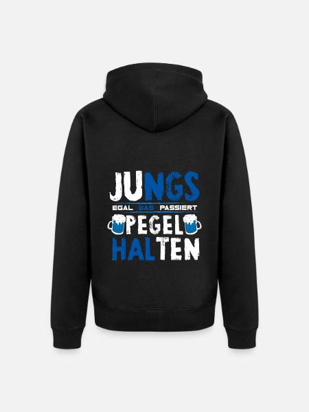 Jungs Pegel halten - Unisex Premium Bio Zip Hoodie - Schwarz