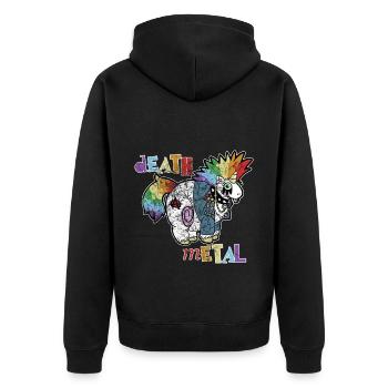 Death Metal Einhorn Musik Metal Head Rocker Heavy - Unisex Premium Bio Zip Hoodie - Schwarz - Hinten - Nico (187cm)