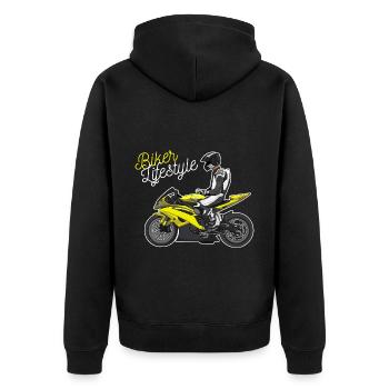 Moto Lifestyle / Moto / Moto motard - Veste à capuche bio Premium Unisexe - noir - Dos - Nico (187cm)